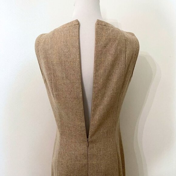AKRIS PUNTO BROWN WOOL CHECK SHEATH DRESS - 6 - Picture 5 of 10